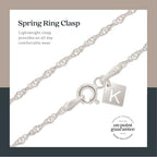 KEZEF 18k Gold Plated 925 Sterling Silver Unisex 14"-36" Singapore Chain Necklace - color: Sterling Silver, size: 22 Inch