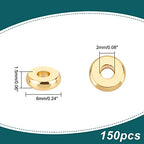 PH PandaHall 150pcs 6mm 18K Gold Plated Beads Flat Heishi Spacer Beads Disc Loose Bead Brass Flat Round Metal Bead for Summer Stackable Bracelet Necklace Jewelry Making - size: 6mm