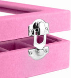 Jewelry Box Rings Organizer Tray 7 Slots Velvet Earring Storage Box With Transparent Lid Jewelry Display Case for Women (Light Pink) - color: Light Pink
