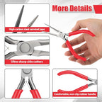 10 Pcs Mini Needle Nose Pliers Bulk, 6 Inch Precision Pliers Set with Extra Long Tips for Jewelry Making, Wire Wrapping, Small Object Gripping, DIY Project (Red) - color: Red
