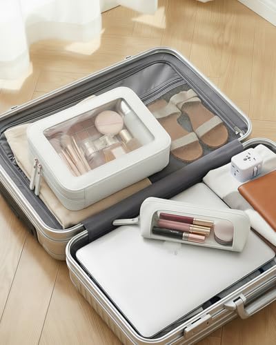 LETGO Clear Makeup Bag Set,Portable Clear Makeup Bag Waterproof Travel Makeup Brushes Bag Makeup Pouch TSA Approved Toiletry Bag Women Traveling Car Accessories for Girls (Dual Beige) - color: Dual Beige
