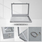 Wudygirl Velvet Jewelry Organizer Empty Jewelry Tray Organizer Jewelry Box Storage Case Display Necklaces Earring Stackable Tray Containers Clear Lid (DIY Box) - style: Empty Tray