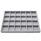 Juvale Velvet Jewelry Organizer Tray - Earring Tray Insert with 24 Compartments - Stackable Jewelry Drawer Organizer - Includes Bracelet Holder Slots - Gray, 14 x 10 in - size: 24 Grids