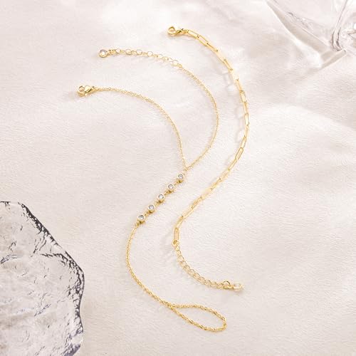 CHESKY 14K Gold Plated Hand Chain Bracelets for Women Set - Dainty Finger Ring Bracelet Stack Adjustable Hand Chains Durable Beaded Bracelets Trendy Simple Body Jewelry Gift for Women - style: cz+clip