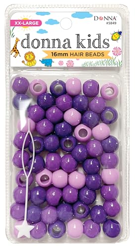 Donna 16mm Hair Beads Quick Beader Tool for Braiding Hair, Ideal for Kids DIY with Pony Beads, Perfect for Creating Unique Hair Braids, and Easy Styling, Purple Mix Color - color: 3 PURPLE MIX