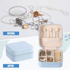 Taiyin Travel Jewelry Case, Bridesmaid Gifts Mini Jewelry Organizer, PU Leather Portable Earring Box for Women Girls - color: Blue