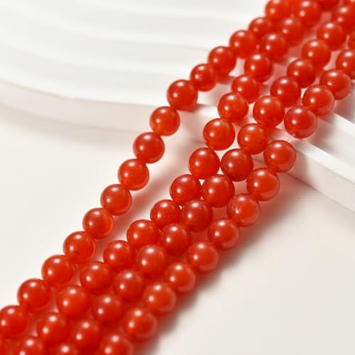6mm Red Jade Chalcedony Stone Beads Natural Crystal Gemstone Round Loose Beads for DIY Jewelry Making 15"/Strand - color: Red Chalcedony Jade, size: 6mm