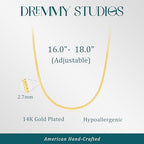 Dremmy Studios Dainty Gold Choker Necklace for Women 14K Gold Plated Coin Disc Figaro Layered Beaded Flat Mariner Sideways Cross Wishbone Link Clavicle Necklaces - style: 2.7mm Woven Chain