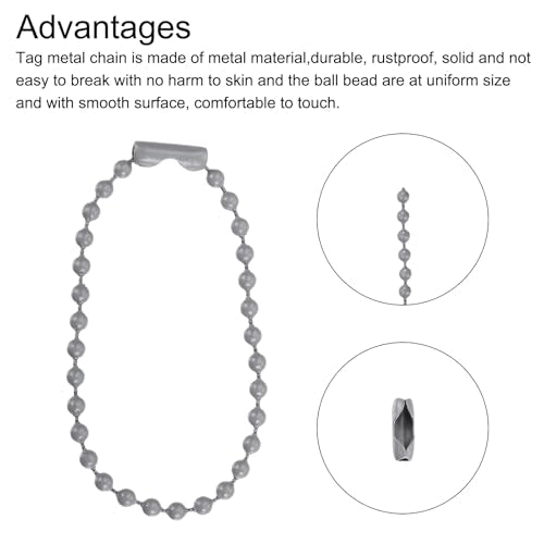 MECCANIXITY Ball Bead Chain Beaded Necklace Chains 5 Inch Adjustable Metal Ball Chains 2.4mm/0.1inch Keychain for Jewelry Making,DIY Craft Projects,Pack of 12(Gray) - color: Gray
