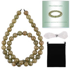 Stone Beads, 45pcs Olive Green Jades, 8mm Round Loose Beads for Jewelry Making, Bracelets, with Bag, String & Card - color: Olive Green Jades, size: 8mm