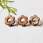 DoreenBeads 30Pcs Natural Wooden Stud Earrings Posts with Loop for Jewelry Making- Hollow Flower Wood Earring Posts with Ear Backs for Women DIY Earring Making Personalized Jewelry Findings - color: Hollow Flower