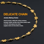 KYUNHOO 13FT/4M Gold Plated Jewelry Chains for Crafts Making Textured Butterfly Chain Link Satellite Bead Stainless Steel Necklace Bulk Jewelry - color: Butterfly Gold