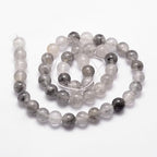 45Pcs Natural Cloudy Quartz Beads 8mm Round Natural Gemstone Beads Smooth Loose Spacer Bead for DIY Craft Bracelet Necklace Earrings Jewelry Making Supplies - color: Natural Cloudy Quartz