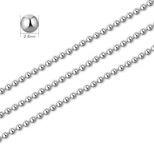 SUMERSHA 50 Pack Ball Chain Necklaces 30 inch Stainless Steel #3 2.4mm Bead Pull Chain - size: 30 inch Stainless Steel