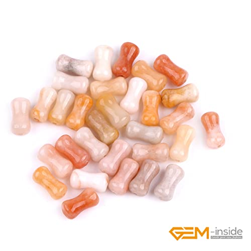 GEM-Inside 30Pcs 6x12mm Natural Pink Agate Jasper Stone Plant Bamboo Knot Bone Charms Beads for Jewelry Making Power Energy Chakra Stone Beads - color: Pink Agate