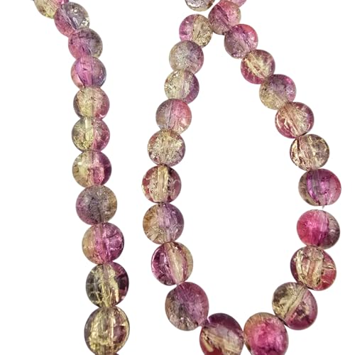 DandS ltd Crackle Lampwork Glass Beads for Jewelry Making, Rose, Vibrant DIY Bracelets, Necklaces, Earrings, Beading Supplies & Craft Kits for Handmade Jewelry, 80pcs 0.39 inch (10mm), #J238-10 - color: Rose