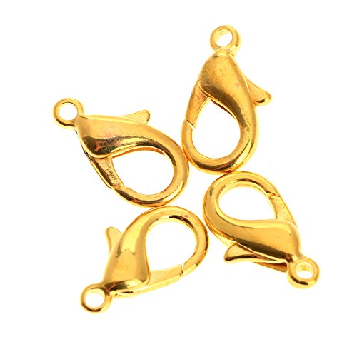 dophee Lobster Claw Clasp for Jewelry Making, 100-Pack Curved Lobster Clasp Clips Small Fastener Hook Connected Buckle Repair Accessories for Jewelry Craft DIY Bracelet Necklace Earrings, Gold, 16mm - color: Gold, size: 16mm
