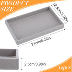 12 Pcs Small Velvet Jewelry Trays Stackable Jewelry Drawers Organizer Trays, Jewelry Storage Display Trays for Necklace Earring Ring Bracelet, Grey (8.26 x 4.92 x 0.98 Inches)