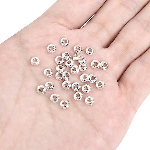 BEADIA Silver Plated Roudelle Spacer Beads 5x1.8mm 50pcs for Jewelry Making Findings Non Tarnish - color: Silver, size: 5x1.8mm Roudelle