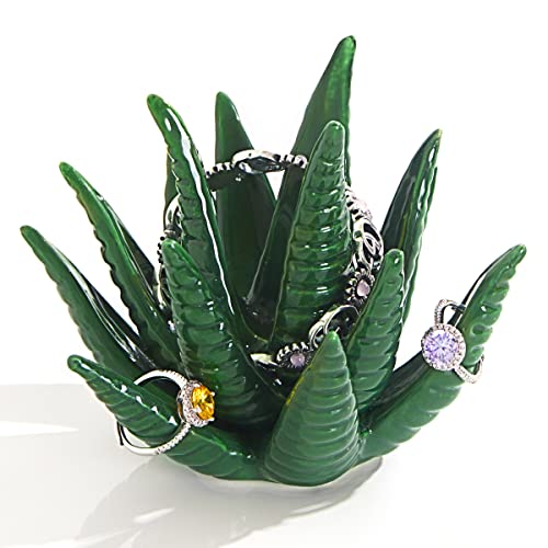 PUDDING CABIN Succulent Ring Holder, Ring Stand, Ring Display & Organizer, Cactus Aesthetic Preppy Room Decor, Birthday Gift for Women Friends, Christmas Green Room Decor - style: Cactus