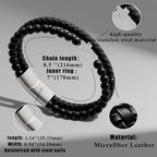 Mens Bracelet Fathers Gifts Day Black Braided Leather Stainless Steel Cross Jewelry Charming Bracelet Embedded with Black Agate Beads,Perfect for Wedding, Parties, and Everyday,Bible Verse Christian Religious Gift(7.5/8.5/9 Inch) - color: F+silver+8.5