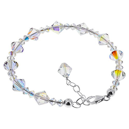 Gem Avenue Adjustable 7 to 8 inch Bracelet with .925 Silver and Austrian Crystals - color: Clear