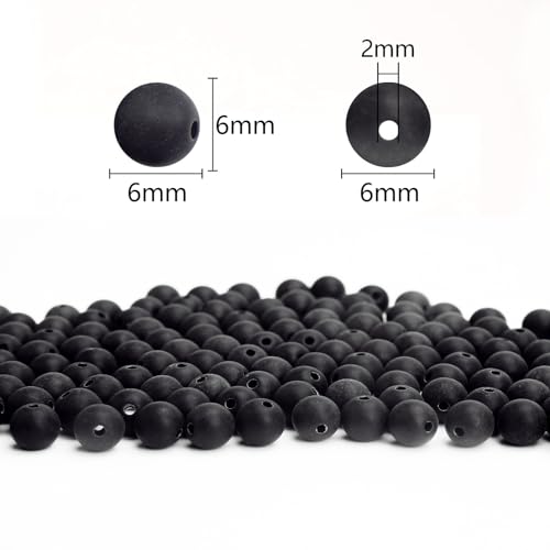 BONNY BOXX 1000PCs 6MM Matte Black Acrylic Round Beads, Frosted Plastic Resin Bubblegum Balls Chunky Gumball Beads for Necklace and Bracelet Making, Crafting Supplies - color: Matte Black, size: 6MM