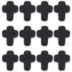 SUNNYCLUE 1 Box 200Pcs Cross Beads Small Black Synthetic Turquoise Stone Easter Holiday Mini Tiny Cross Charms Crucifix Charm Pocket Crucifix in Bulk Loose Spacer Beads for Jewelry Making Kits - color: 200Pcs 8x10mm Tiny Black Cross Beads