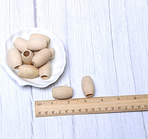 30pc Natural Oval Wood Beads - Unfinished Wooden Spacer Beads (Large) 20mm x 30mm, 8mm Hole for Jewelry Making - color: 30x20mm, Natural#30pcs
