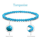 Natural Faceted Crystal Bracelet for Women,4mm Gemstone Round Beads Bracelets Adjustable Stretchy Healing Crystal Beads Bracelets Dainty Jewelry Gift - color: Turquoise