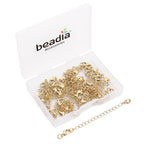 BEADIA 14K Gold Plated Extender Chains 75mm 20pcs Smooth Heart Extension Tail Chains for Jewelry Making Findings - color: Smooth Heart