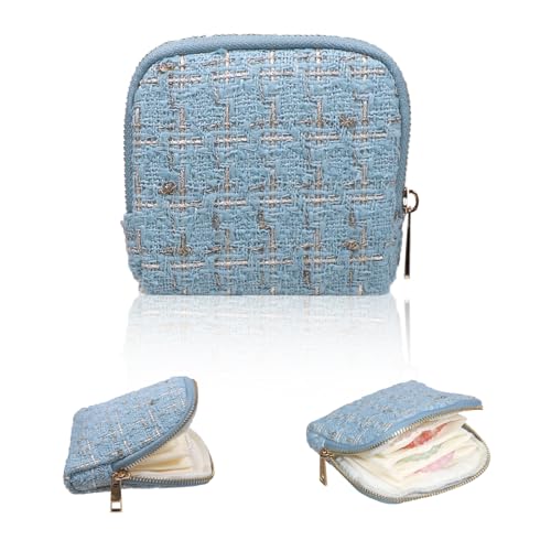 Stratalife Travel Jewelry Case - Portable Jewelry Pouches for Gemstones Healing Crystal, Bracelets Bangles Storage, Necklace Ring Holder Organizer with Zipper for Women, Light Blue - color: Quilted Light Blue