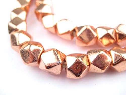 The Bead Chest Cornerless Cube Beads - Full Strand of Faceted Ethnic Metal Spacers (9mm, Copper) - color: Copper, size: 9mm