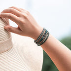 FANCY SHINY Mothers Day Gifts Boho Leather Wrap Bracelet Stackable Infinity Chunky Cuff Bracelets Western Hippie Outfits Jewelry Valentine Gifts for Women - color: Olive Green
