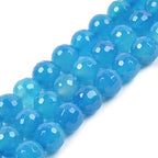 Dyed Blue Agate 8mm Gemstone Faceted Round Loose Strand Beads for DIY Necklace Bracelet Jewelry Making 15 Inch - color: Blue Agate