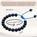 Amazing Gemstone Blue Tiger Eye Bracelet for Women Men's Gifts - Protection Healing Crystal Bracelet - 8mm Gemstone Beaded Adjustable Bracelet Pulseras Para Hombres Mujer Stocking Stuffers - color: Blue Tiger Eye