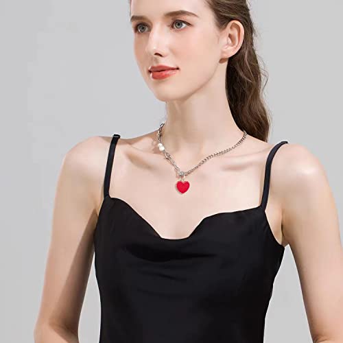 Honbay 40PCS Enamel Alloy Charms Pendant Dainty Cute Love Heart Shaped Pendants Valentine's Day Pendant Bead Charms for Keychains Earrings Bracelets Necklaces Jewelry Making and DIY Crafts - color: Red