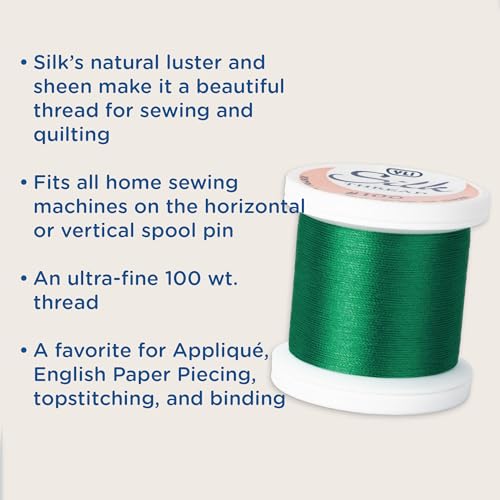 YLI Threads Silk Thread – 100 wt Fine Japanese Silk for Appliqué, EPP, and Quilting - White - color: White