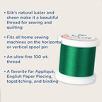 YLI Threads Silk Thread – 100 wt Fine Japanese Silk for Appliqué, EPP, and Quilting - Light Gold Sparkle - color: Light Gold Sparkle