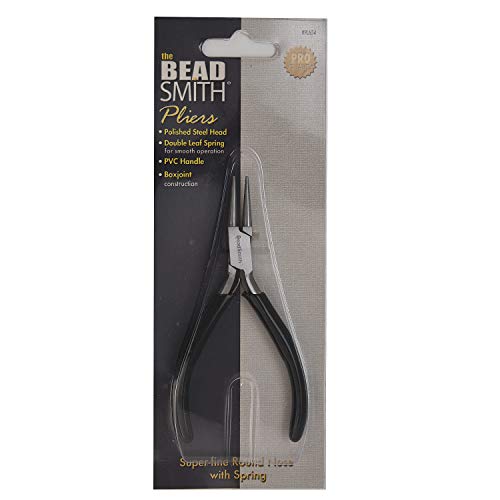 The Beadsmith Round Nose Pliers – Extra Fine Tips – 4.5 inches (114mm) – PVC Grip Handle with Double Leaf Springs – Jewelry Making Tool for Creating Bracelets, Earrings and Necklaces