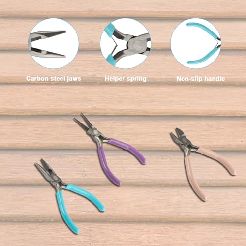 3-Piece Jewelry Pliers Set - Needle Nose, Round Nose & Wire Cutters for Jewelry Making, Wire Crafting & Repair | Professional DIY Tools for Metalwork, Earrings & Bracelets - style: 3-pcs