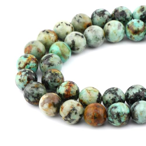 Bymitel 90 pcs Natural Genuine Real Round Loose Stone Beads Gemstone Spacers for Charm DIY Jewelry Making 15.5" per Strand 4mm (African Turquoise, 4mm) - color: African Turquoise, size: 4mm