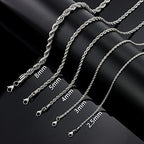 Twist Chain Necklace - Stainless Steel Rope Jewelry for Men & Women - size: 28 Inches, style: 2.5 mm Wide