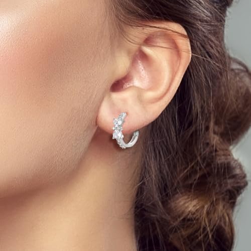 LAZA 925 Sterling Silver Hoop Earrings for Women, Sterling Silver Butterfly Hoops Colorful Flowers Hoop Huggie Earrings Hypoallergenic Jewelry Gifts for Women - color: Bowknot Earring