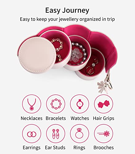 VLANDO Viaggio Mothers Day Gifts Her - Small Jewelry Case Box - Travel Essential Accessories for Women, Travelers, Couples, Mom, Friends, Bridesmaid - color: A. Grey&Red
