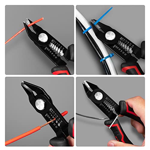 KAIWEETS Wire Cutters 6-Inch Flush cutter with Supplementary Stripping, Cutting Pliers, Handy and Slim Diagonal Cutters, Side Cutting Pliers, Sharp Snip, Safety Lock - color: Kws-112