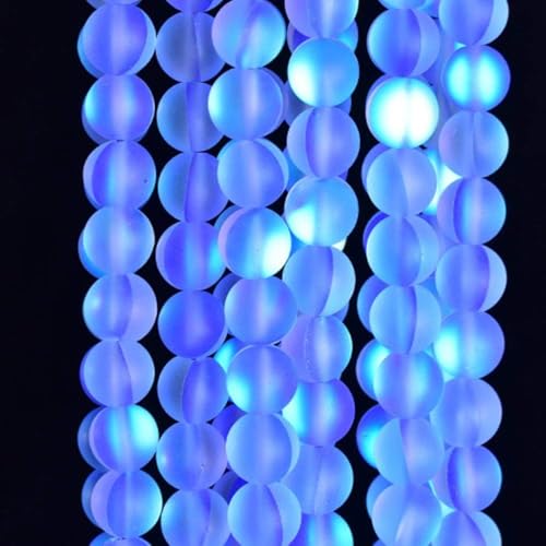 60PCS 6mm Natural Blue Mystic Aura Quartz Gemstone Frosted Matte Titanium Round Loose Spacer Beads 15 inch Full Strand Crystal Healing Power Quartz - color: Blue Mystic Aura, size: 6mm