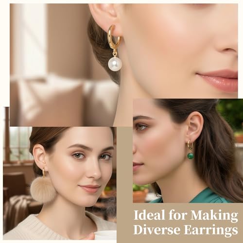 20 Pcs Gold Plated Earring Hooks Small Round Earring Hoops with Loops Jewelry Making Supplies for DIY Dangle Earring Making - color: Gold