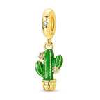 Mother Heart Charms for Bracelets Love Mom Flowers Charm Jewellery for Women - style: Gold Cactus