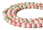 150pcs 8mm Green Red Rain Flower Beads Natural Gemstone Beads Round Loose Beads for Jewelry Making - color: Green Red Rain Flower, size: 8mm
